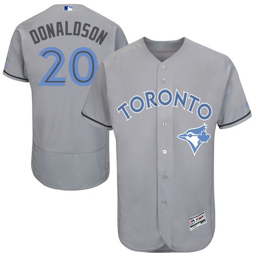 Blue Jays #20 Josh Donaldson Grey Flexbase Authentic Collection Father's Day Stitched MLB Jersey - Click Image to Close